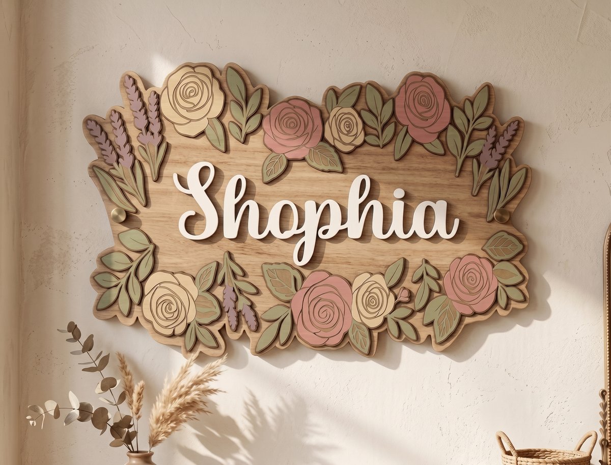 Letrero floral personalizado